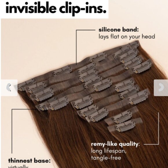 Hair Extensions 20"- Invisible Clip in hair extensions dark brown - Picture 3 of 6